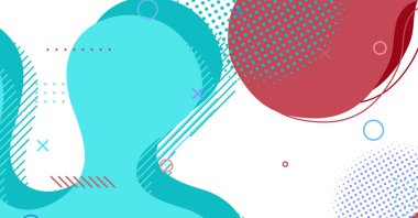 Soyut Memphis tarzı sıvı dalga, renkli bir arka plan. Akışkan dalgalı şekiller tasarımı