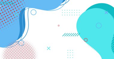 Soyut Memphis tarzı sıvı dalga, renkli bir arka plan. Akışkan dalgalı şekiller tasarımı