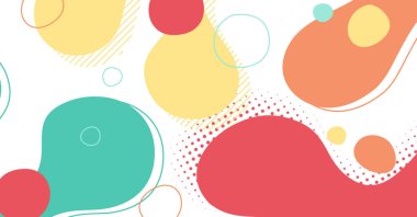 Soyut Memphis tarzı sıvı dalga, renkli bir arka plan. Akışkan dalgalı şekiller tasarımı