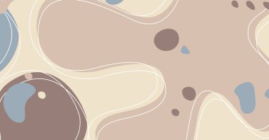 Soyut arkaplan çeşitli şekiller ve karalama nesneleri pastel renk. Modern modern vektör illüstrasyonu.