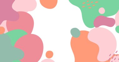 Soyut arkaplan çeşitli şekiller ve karalama nesneleri pastel renk. Modern modern vektör illüstrasyonu.