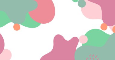 Soyut arkaplan çeşitli şekiller ve karalama nesneleri pastel renk. Modern modern vektör illüstrasyonu.