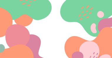 Soyut arkaplan çeşitli şekiller ve karalama nesneleri pastel renk. Modern modern vektör illüstrasyonu.