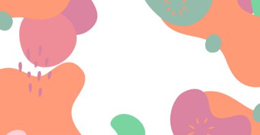 Soyut arkaplan çeşitli şekiller ve karalama nesneleri pastel renk. Modern modern vektör illüstrasyonu.