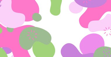 Soyut arkaplan çeşitli şekiller ve karalama nesneleri pastel renk. Modern modern vektör illüstrasyonu.