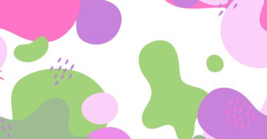 Soyut arkaplan çeşitli şekiller ve karalama nesneleri pastel renk. Modern modern vektör illüstrasyonu.