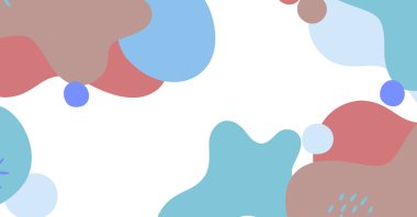 Soyut arkaplan çeşitli şekiller ve karalama nesneleri pastel renk. Modern modern vektör illüstrasyonu.