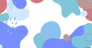 Soyut arkaplan çeşitli şekiller ve karalama nesneleri pastel renk. Modern modern vektör illüstrasyonu.