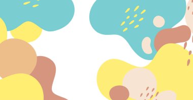 Soyut arkaplan çeşitli şekiller ve karalama nesneleri pastel renk. Modern modern vektör illüstrasyonu.