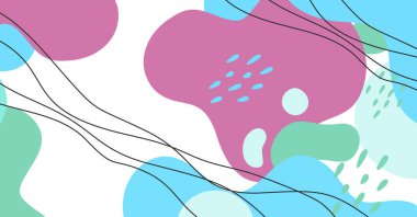 Soyut arkaplan çeşitli şekiller ve karalama nesneleri pastel renk. Modern modern vektör illüstrasyonu.