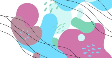 Soyut arkaplan çeşitli şekiller ve karalama nesneleri pastel renk. Modern modern vektör illüstrasyonu.