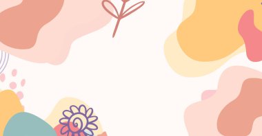 Modern el çeşitli şekiller çiziyor ve nesneler soyut arkaplan çiziyor. Modern modern vektör illüstrasyonu