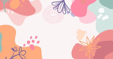 Modern el çeşitli şekiller çiziyor ve nesneler soyut arkaplan çiziyor. Modern modern vektör illüstrasyonu