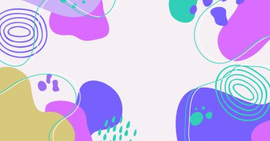 Modern el çeşitli şekiller çiziyor ve nesneler soyut arkaplan çiziyor. Modern modern vektör illüstrasyonu