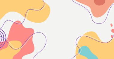 Modern el çeşitli şekiller çiziyor ve nesneler soyut arkaplan çiziyor. Modern modern vektör illüstrasyonu