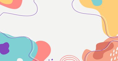 Modern el çeşitli şekiller çiziyor ve nesneler soyut arkaplan çiziyor. Modern modern vektör illüstrasyonu