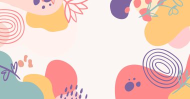 Modern el çeşitli şekiller çiziyor ve nesneler soyut arkaplan çiziyor. Modern modern vektör illüstrasyonu