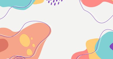 Modern el çeşitli şekiller çiziyor ve nesneler soyut arkaplan çiziyor. Modern modern vektör illüstrasyonu