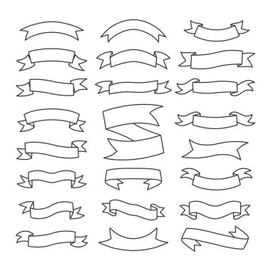 Sanatta siyah beyaz şeritler serili. Tebrik kartları, afişler, davetiyeler için tasarım öğeleri. Çizim, vektör illüstrasyonu.