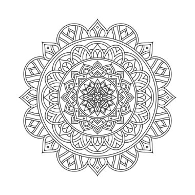 Meditasyon posteri, yetişkin boyama kitabı sayfası, dövme, kına için dairesel desenli mandala sanat dekorasyonu unsurları