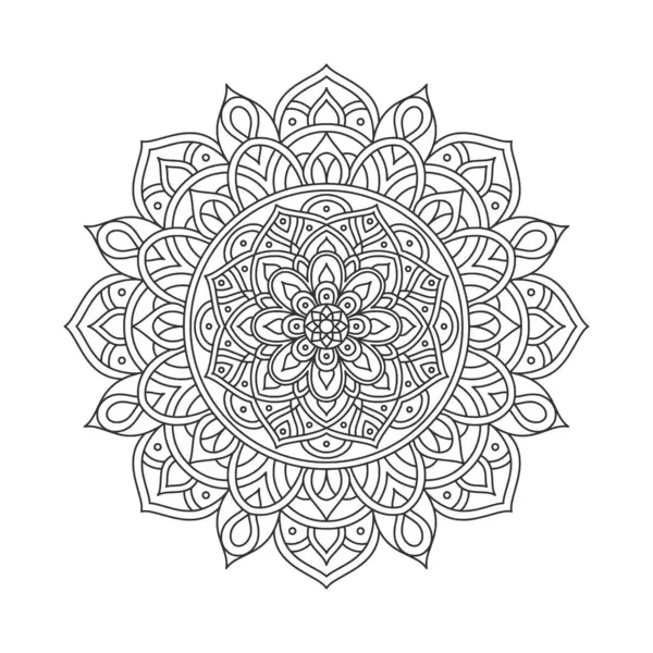 Meditasyon posteri, yetişkin boyama kitabı sayfası, dövme, kına için dairesel desenli mandala sanat dekorasyonu unsurları
