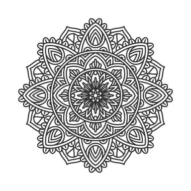 Meditasyon posteri, yetişkin boyama kitabı sayfası, dövme, kına için dairesel desenli mandala sanat dekorasyonu unsurları