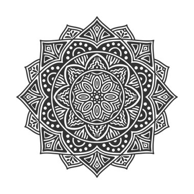 Meditasyon posteri, yetişkin boyama kitabı sayfası, dövme, kına için dairesel desenli mandala sanat dekorasyonu unsurları