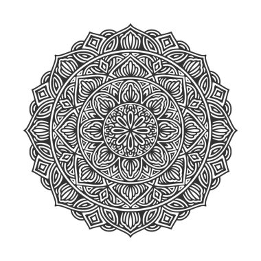 Meditasyon posteri, yetişkin boyama kitabı sayfası, dövme, kına için dairesel desenli mandala sanat dekorasyonu unsurları