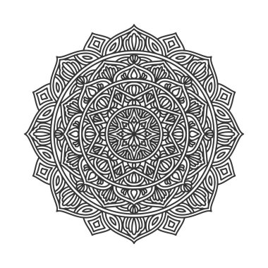 Meditasyon posteri, yetişkin boyama kitabı sayfası, dövme, kına için dairesel desenli mandala sanat dekorasyonu unsurları