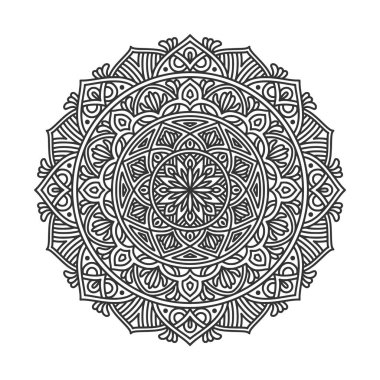 Meditasyon posteri, yetişkin boyama kitabı sayfası, dövme, kına için dairesel desenli mandala sanat dekorasyonu unsurları