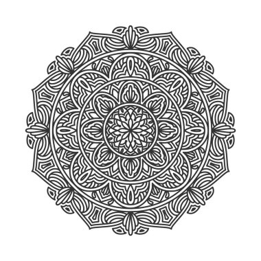 Meditasyon posteri, yetişkin boyama kitabı sayfası, dövme, kına için dairesel desenli mandala sanat dekorasyonu unsurları