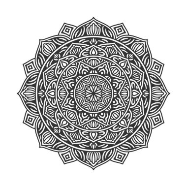 Meditasyon posteri, yetişkin boyama kitabı sayfası, dövme, kına için dairesel desenli mandala sanat dekorasyonu unsurları