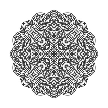 Meditasyon posteri, yetişkin boyama kitabı sayfası, dövme, kına için dairesel desenli mandala sanat dekorasyonu unsurları