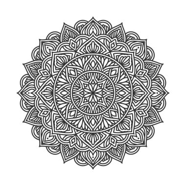 Meditasyon posteri, yetişkin boyama kitabı sayfası, dövme, kına için dairesel desenli mandala sanat dekorasyonu unsurları