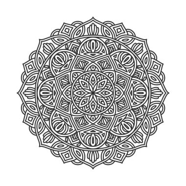 Meditasyon posteri, yetişkin boyama kitabı sayfası, dövme, kına için dairesel desenli mandala sanat dekorasyonu unsurları