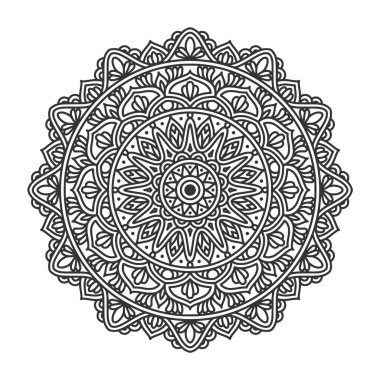 Meditasyon posteri, yetişkin boyama kitabı sayfası, dövme, kına için dairesel desenli mandala sanat dekorasyonu unsurları