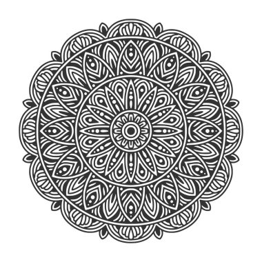 Meditasyon posteri, yetişkin boyama kitabı sayfası, dövme, kına için dairesel desenli mandala sanat dekorasyonu unsurları