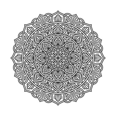 Meditasyon posteri, yetişkin boyama kitabı sayfası, dövme, kına için dairesel desenli mandala sanat dekorasyonu unsurları