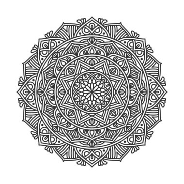 Meditasyon posteri, yetişkin boyama kitabı sayfası, dövme, kına için dairesel desenli mandala sanat dekorasyonu unsurları