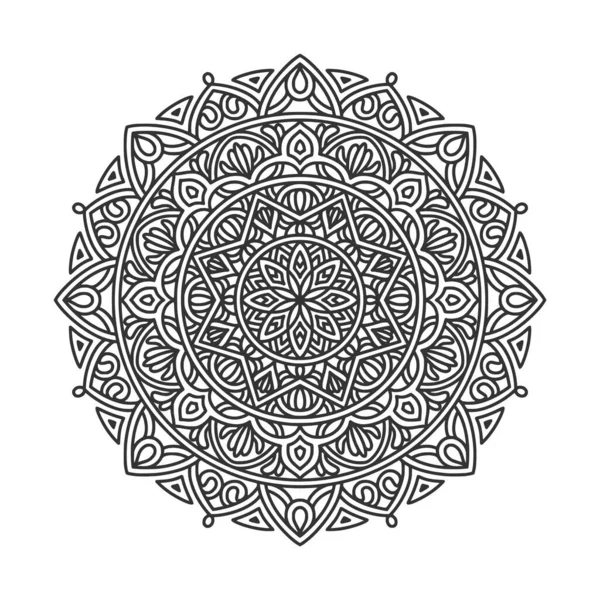 Meditasyon posteri, yetişkin boyama kitabı sayfası, dövme, kına için dairesel desenli mandala sanat dekorasyonu unsurları