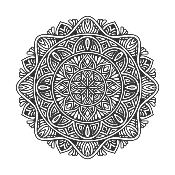 Meditasyon posteri, yetişkin boyama kitabı sayfası, dövme, kına için dairesel desenli mandala sanat dekorasyonu unsurları