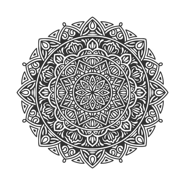 Meditasyon posteri, yetişkin boyama kitabı sayfası, dövme, kına için dairesel desenli mandala sanat dekorasyonu unsurları