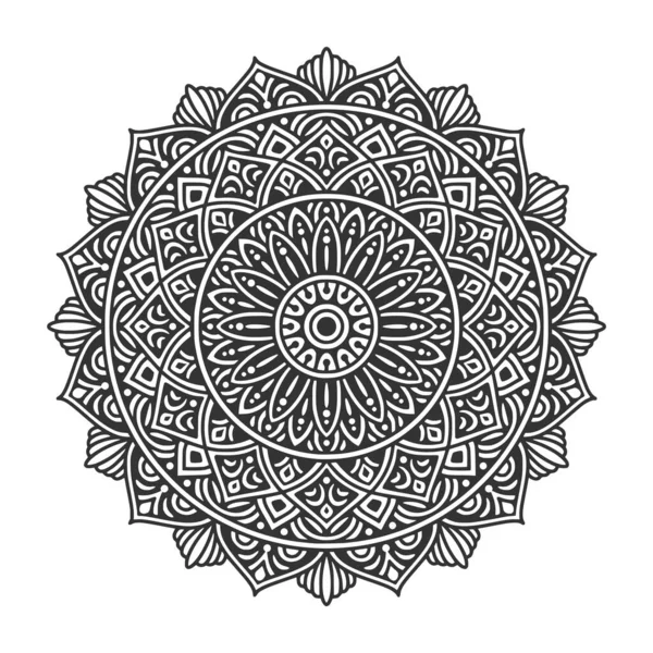 Meditasyon posteri, yetişkin boyama kitabı sayfası, dövme, kına için dairesel desenli mandala sanat dekorasyonu unsurları