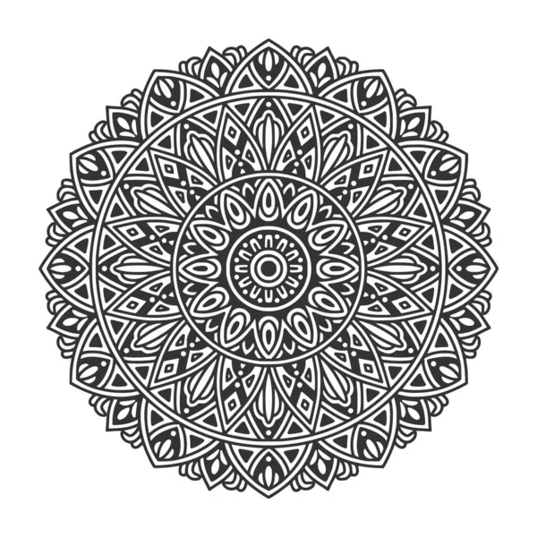 Meditasyon posteri, yetişkin boyama kitabı sayfası, dövme, kına için dairesel desenli mandala sanat dekorasyonu unsurları