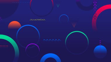 Soyut minimum eğimli geometrik daire arkaplanı. Dinamik şekiller bileşimi
