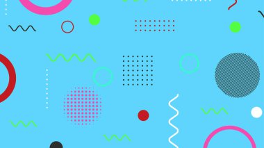 Memphis elementleri ile modern moda soyut arka plan. Posterler, afişler, ilanlar vs. için uygulanabilir