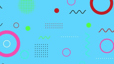 Memphis elementleri ile modern moda soyut arka plan. Posterler, afişler, ilanlar vs. için uygulanabilir