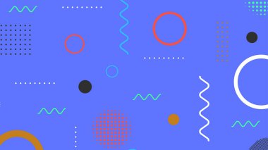 Memphis elementleri ile modern moda soyut arka plan. Posterler, afişler, ilanlar vs. için uygulanabilir