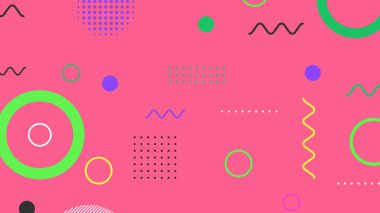 Memphis elementleri ile modern moda soyut arka plan. Posterler, afişler, ilanlar vs. için uygulanabilir