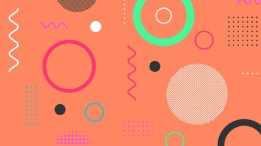 Memphis elementleri ile modern moda soyut arka plan. Posterler, afişler, ilanlar vs. için uygulanabilir